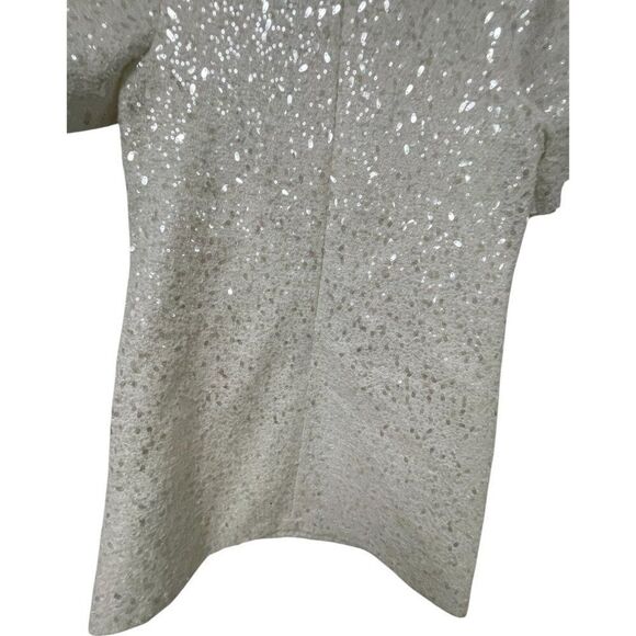 Zara Women Mini Sequin Dress XS White Fringed Short Sleeve 8714/933 NWT - Picture 5 of 12